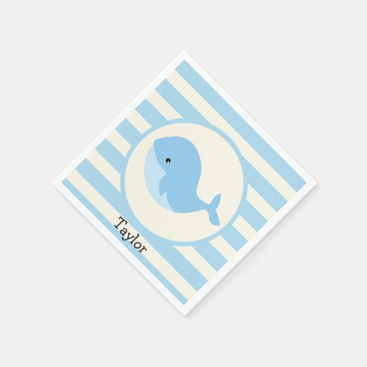 かわいいベビーブルーホエーストライプル; スタンダードカクテルナプキン (角)