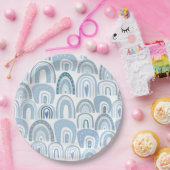 かわいいベビーブルーボーホレインボーパターン ペーパープレート (パーティー)