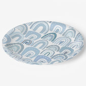 かわいいベビーブルーボーホレインボーパターン ペーパープレート (アングル)