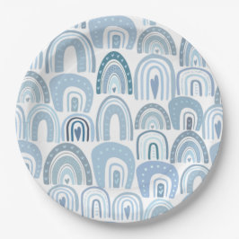 かわいいベビーブルーボーホレインボーパターン ペーパープレート