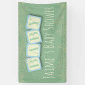 かわいいベビーブロックボーイベビーシャワー 横断幕 (縦)