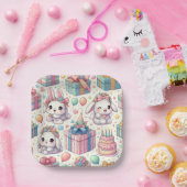 かわいいベビーブンニースバースデーパーティープレート ペーパープレート (パーティー)