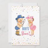 かわいいベビーブーツまたは弓ジェンダーの明かす 招待状 (正面)