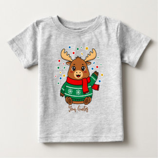 かわいいベビーヘラジカのハロー ベビーTシャツ