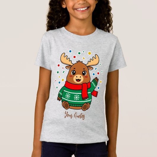 かわいいベビーヘラジカのハロー Tシャツ (正面)