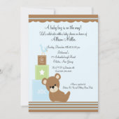 かわいいベビーベアが男の子のベビーシャワーを遮る 招待状 (正面)