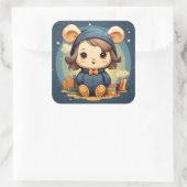 かわいいベビーベアのステッカー スクエアシール (バッグ)