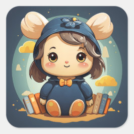 かわいいベビーベアのステッカー スクエアシール