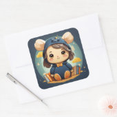 かわいいベビーベアのステッカー スクエアシール (封筒)