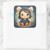 かわいいベビーベアのステッカー スクエアシール (バッグ)