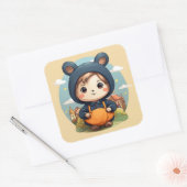 かわいいベビーベアのステッカー スクエアシール (封筒)
