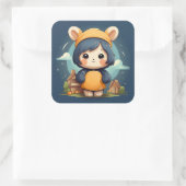 かわいいベビーベアのステッカー スクエアシール (バッグ)