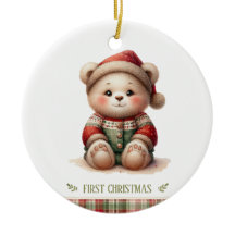 かわいいベビーベアの初めてのクリスマス記念フォト