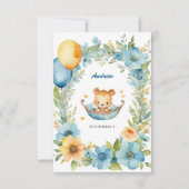 かわいいベビーベアイラストレーション誕生日招待状 招待状 (正面)
