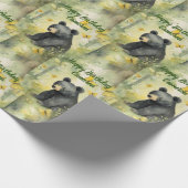 かわいいベビーベアニュートラルパーソナライズされた誕生日 ラッピングペーパー (角)