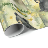 かわいいベビーベアニュートラルパーソナライズされた誕生日 ラッピングペーパー (ロールコーナー)