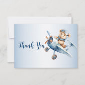 かわいいベビーベアパイロットブルーフライトビューティフル サンキューカード (正面)
