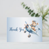 かわいいベビーベアパイロットブルーフライトビューティフル サンキューカード (スタンド正面)