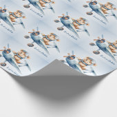 かわいいベビーベアパイロットブルーフライトビューティフル ラッピングペーパー (角)