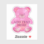 かわいいベビーベアーインピンクカスタム文字 シール (シート)