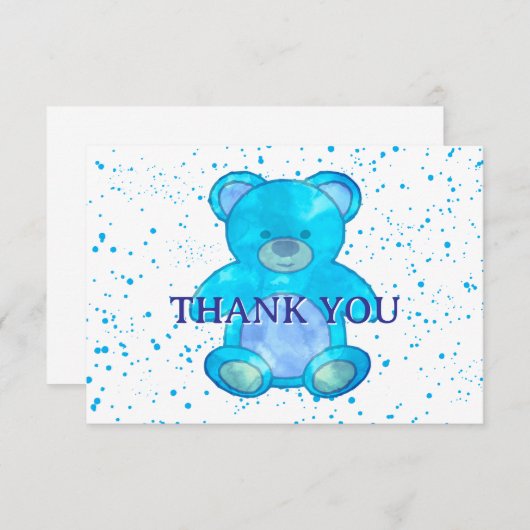かわいいベビーベアーインブルーカスタムありがとう サンキューカード (正面/裏面)