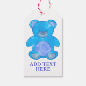 かわいいベビーベアーインブルーカスタム文字 ギフトタグ (正面)