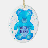 かわいいベビーベアーインブルーカスタム文字 セラミックオーナメント (右)