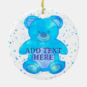かわいいベビーベアーインブルーカスタム文字 セラミックオーナメント (裏面)