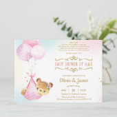 かわいいベビーベアーガールバーチャルベビーシャワーbyメール 招待状 (スタンド正面)