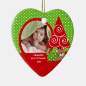 かわいいベビーベアーガールフォト初めてのクリスマスオーナメント セラミックオーナメント (右)