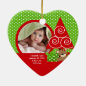 かわいいベビーベアーガールフォト初めてのクリスマスオーナメント セラミックオーナメント (裏面)