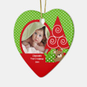 かわいいベビーベアーガールフォト初めてのクリスマスオーナメント セラミックオーナメント (左)