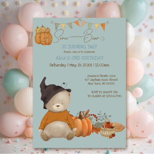 かわいいベビーベアーハロウィーン誕生日 招待状