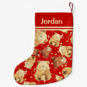 かわいいベビーベアーレッドの追加の名前 スモールクリスマスストッキング (裏面)