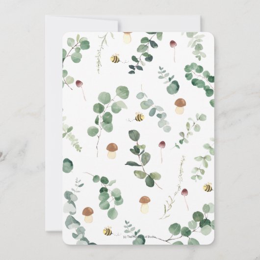 かわいいベビーベア緑男女兼用のシャワーT サンキューカード (裏面)