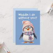 かわいいベビーペンギンおもしろいクリスマスユーモアのホリデーフラット カード (正面/裏面インサイチュ)