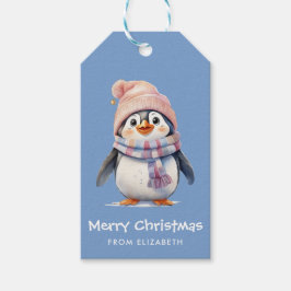 かわいいベビーペンギンおもしろいホリデークリスマス ギフトタグ