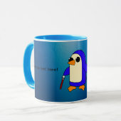 かわいいベビーペンギンとケーンのカスタマイズ マグカップ (正面左)