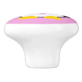 かわいいベビーペンギンとピンクの花 セラミックノブ (側面)