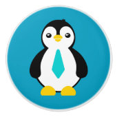 かわいいベビーペンギンと青いネクタイ セラミックノブ (正面)