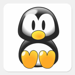 かわいいベビーペンギンのステッカー スクエアシール