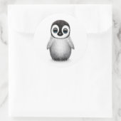 かわいいベビーペンギンオンホワイト ラウンドシール (バッグ)