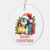 かわいいベビーペンギンクリスマス セラミックオーナメント (左)
