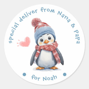 かわいいベビーペンギンコージークリスマスホリデ子供へィ ラウンドシール
