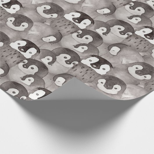 かわいいベビーペンギンパターンキッズ ラッピングペーパー (角)