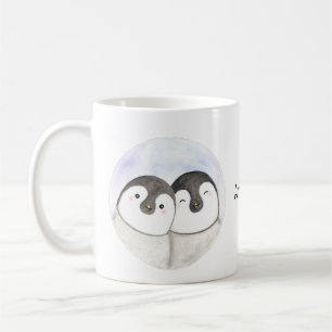 かわいいベビーペンギン名前をカスタムするペンギン コーヒーマグカップ