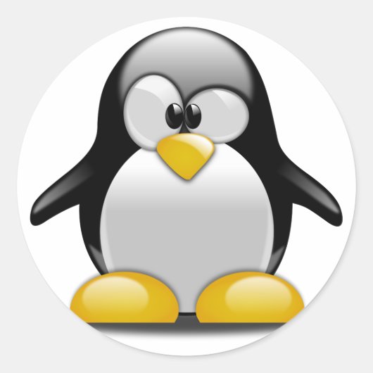 かわいいベビーペンギン漫画 ラウンドシール (正面)