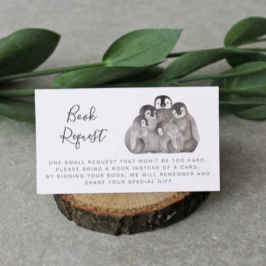 かわいいベビーペンギン赤ちゃんシャワー予約リクエスト エンクロージャーカード