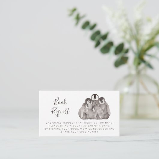 かわいいベビーペンギン赤ちゃんシャワー予約リクエスト エンクロージャーカード (スタンド正面)