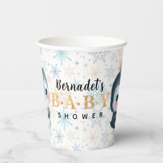 かわいいベビーペンギン赤ちゃんシャワー冬 紙コップ (右)